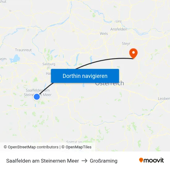 Saalfelden am Steinernen Meer to Großraming map