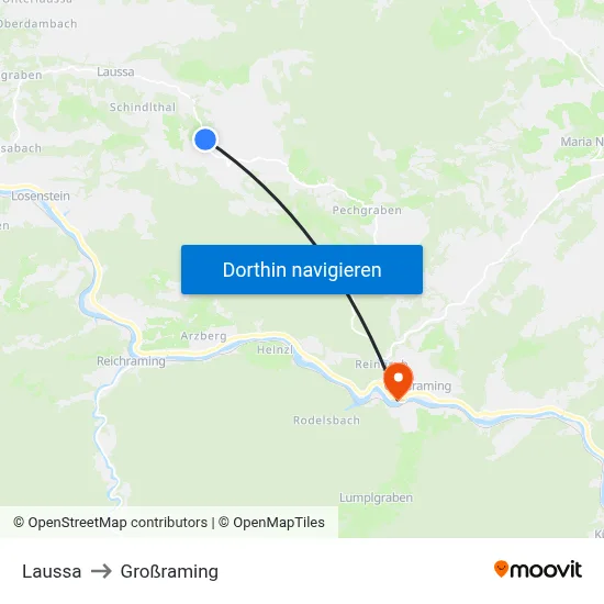 Laussa to Großraming map