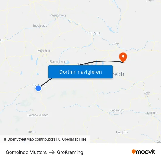 Gemeinde Mutters to Großraming map