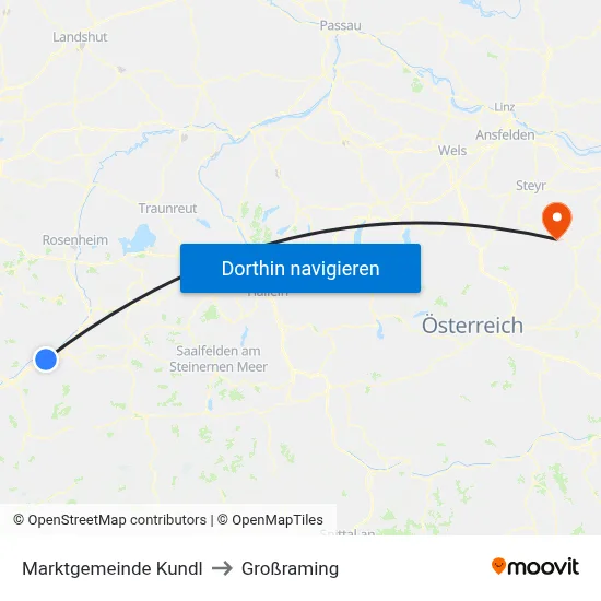 Marktgemeinde Kundl to Großraming map