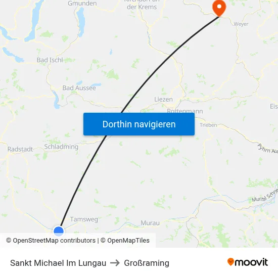 Sankt Michael Im Lungau to Großraming map