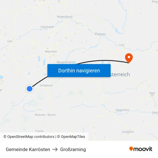 Gemeinde Karrösten to Großraming map