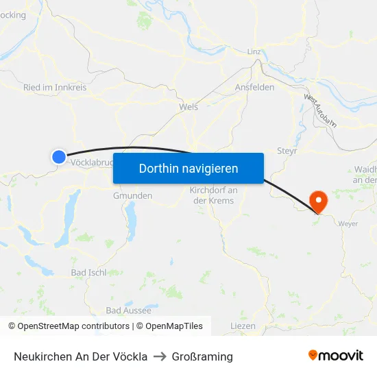 Neukirchen An Der Vöckla to Großraming map