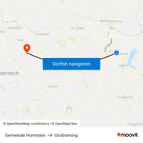 Gemeinde Hornstein to Großraming map