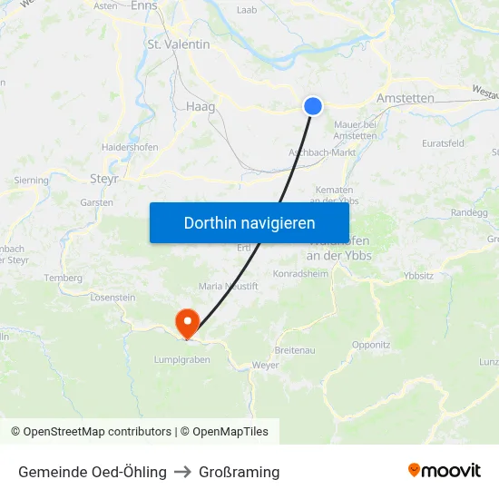 Gemeinde Oed-Öhling to Großraming map