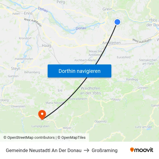 Gemeinde Neustadtl An Der Donau to Großraming map
