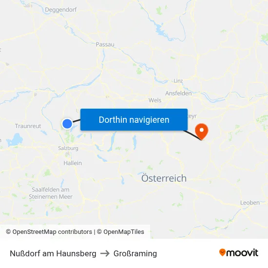 Nußdorf am Haunsberg to Großraming map