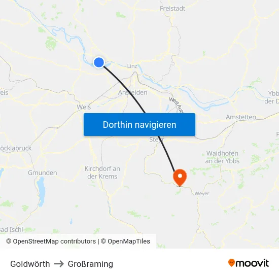 Goldwörth to Großraming map