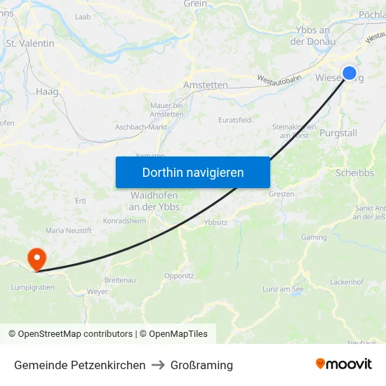 Gemeinde Petzenkirchen to Großraming map