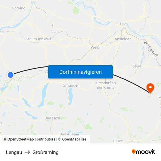 Lengau to Großraming map