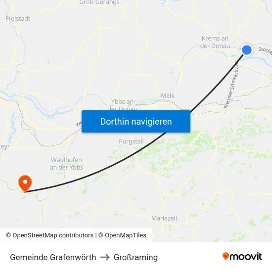 Gemeinde Grafenwörth to Großraming map