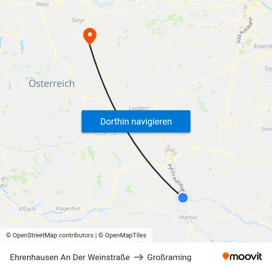 Ehrenhausen An Der Weinstraße to Großraming map