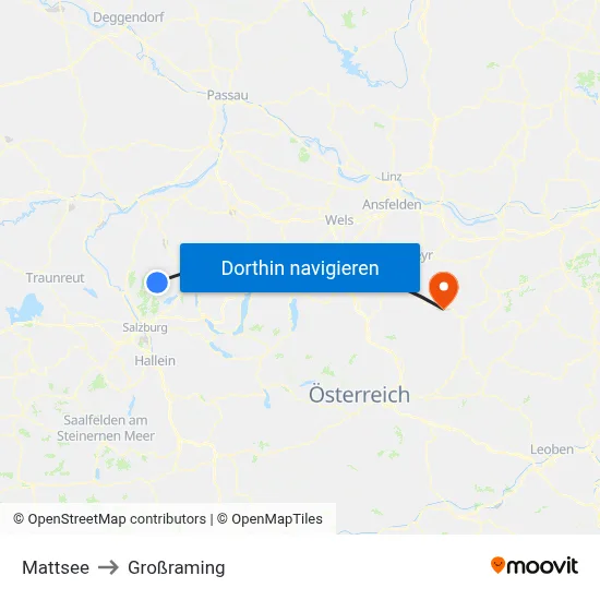 Mattsee to Großraming map
