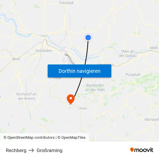 Rechberg to Großraming map