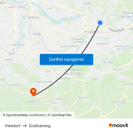 Viehdorf to Großraming map