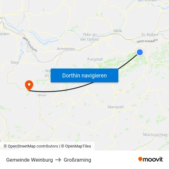 Gemeinde Weinburg to Großraming map