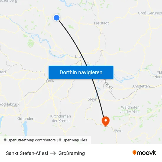 Sankt Stefan-Afiesl to Großraming map