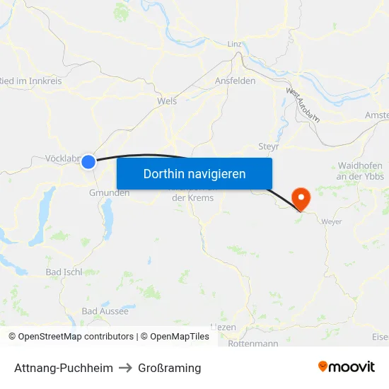 Attnang-Puchheim to Großraming map