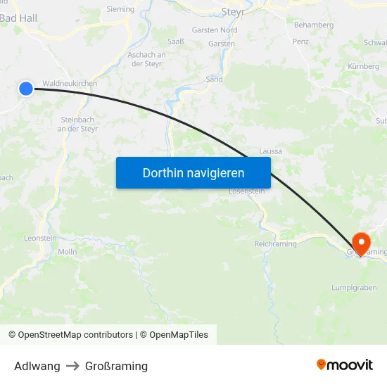Adlwang to Großraming map