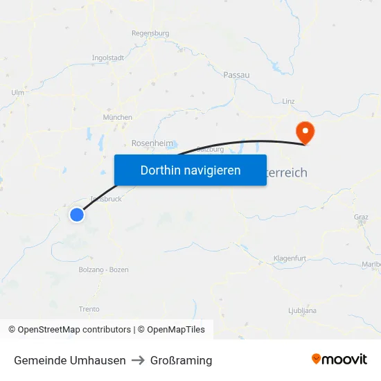 Gemeinde Umhausen to Großraming map