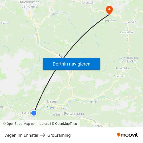 Aigen Im Ennstal to Großraming map
