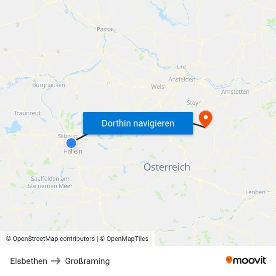Elsbethen to Großraming map