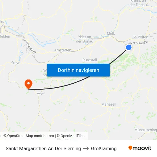 Sankt Margarethen An Der Sierning to Großraming map