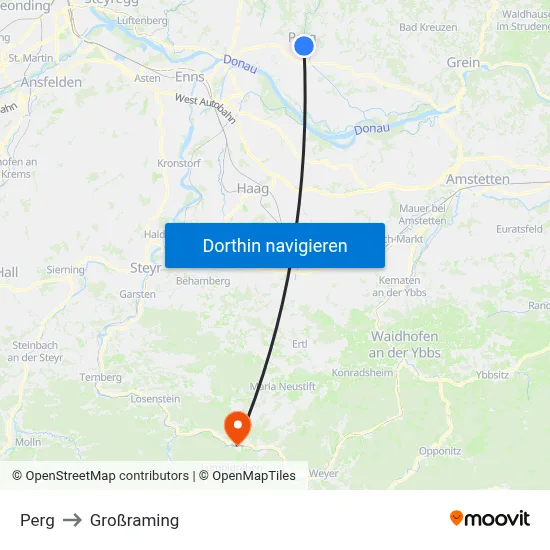 Perg to Großraming map
