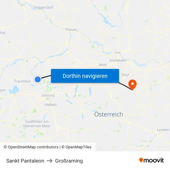 Sankt Pantaleon to Großraming map