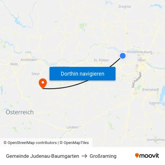Gemeinde Judenau-Baumgarten to Großraming map
