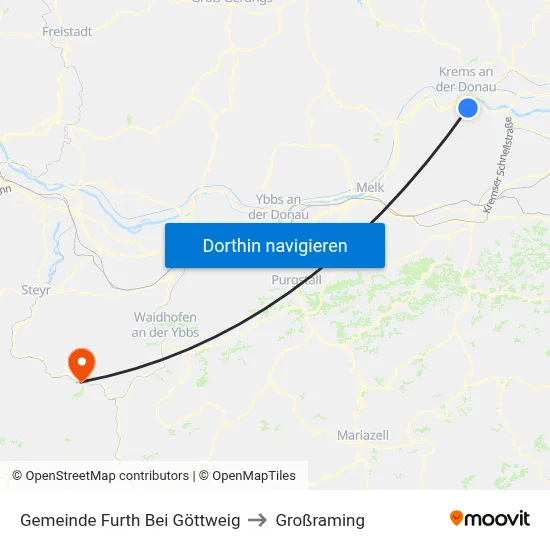 Gemeinde Furth Bei Göttweig to Großraming map