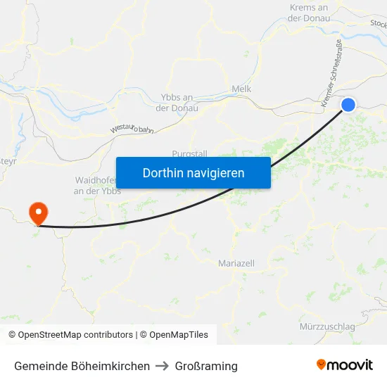 Gemeinde Böheimkirchen to Großraming map