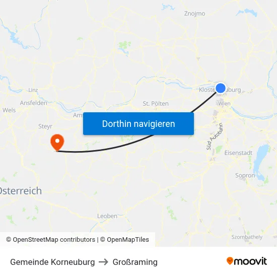 Gemeinde Korneuburg to Großraming map