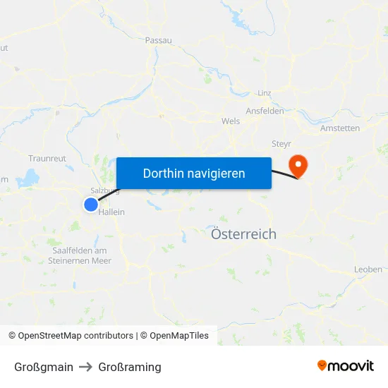 Großgmain to Großraming map