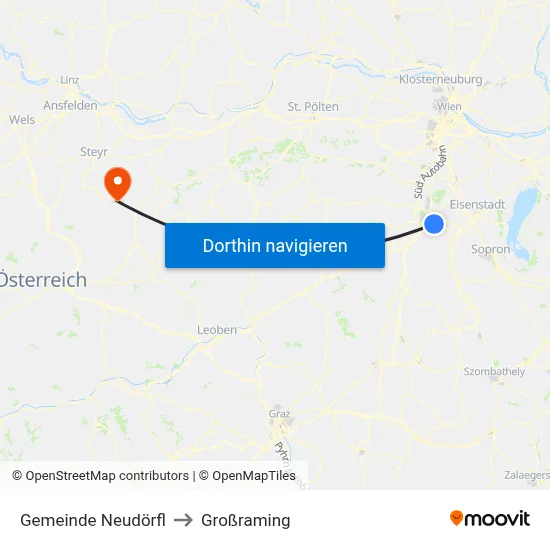 Gemeinde Neudörfl to Großraming map