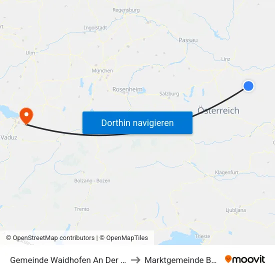 Gemeinde Waidhofen An Der Ybbs to Marktgemeinde Bezau map