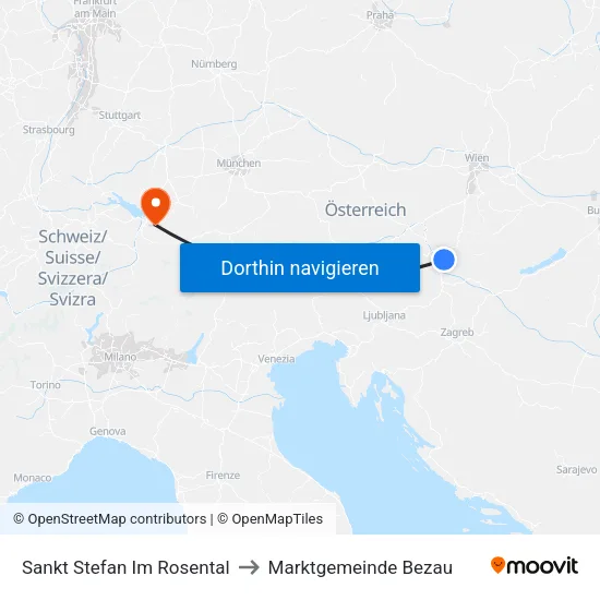 Sankt Stefan Im Rosental to Marktgemeinde Bezau map