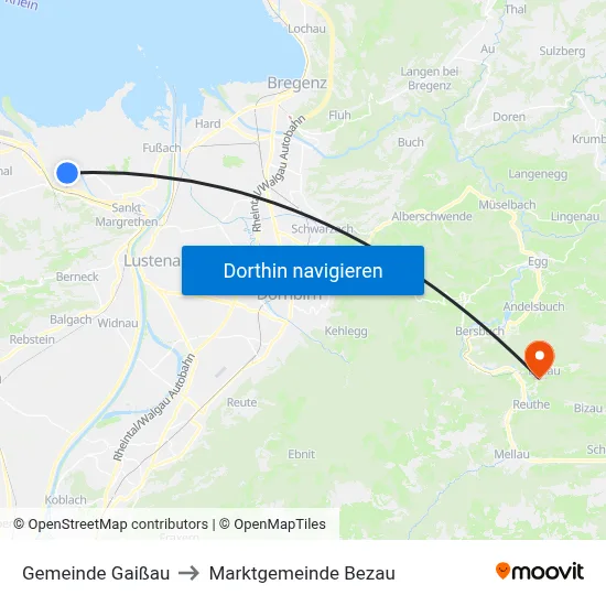 Gemeinde Gaißau to Marktgemeinde Bezau map