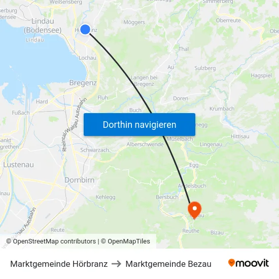 Marktgemeinde Hörbranz to Marktgemeinde Bezau map