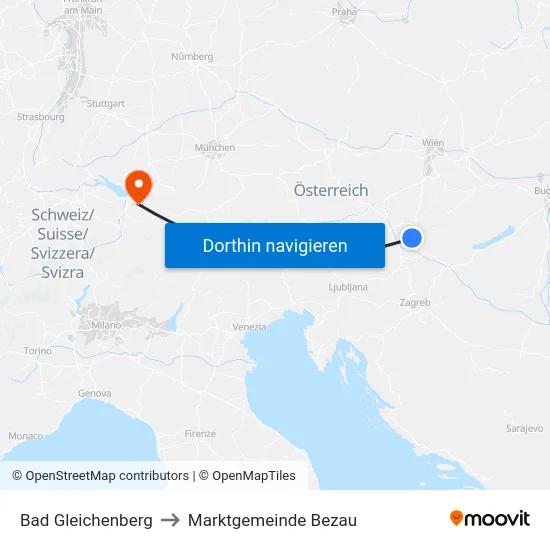 Bad Gleichenberg to Marktgemeinde Bezau map