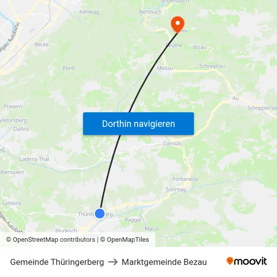 Gemeinde Thüringerberg to Marktgemeinde Bezau map