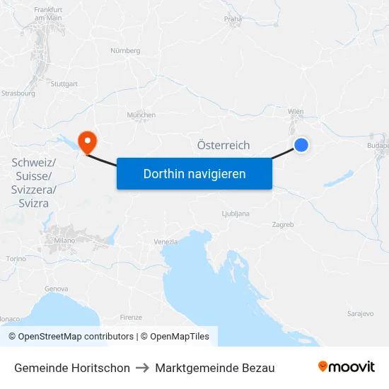 Gemeinde Horitschon to Marktgemeinde Bezau map