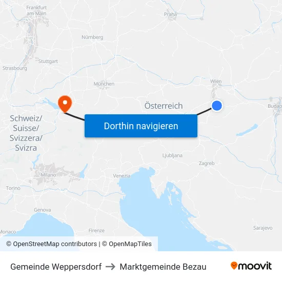 Gemeinde Weppersdorf to Marktgemeinde Bezau map