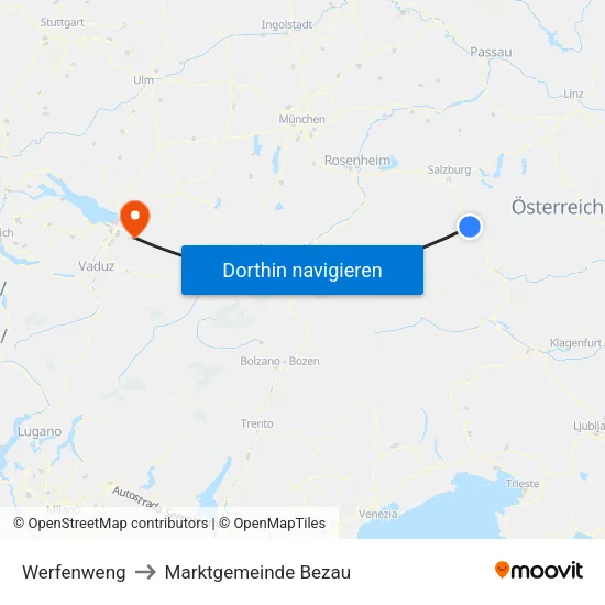 Werfenweng to Marktgemeinde Bezau map
