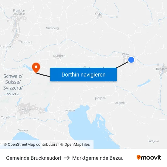 Gemeinde Bruckneudorf to Marktgemeinde Bezau map