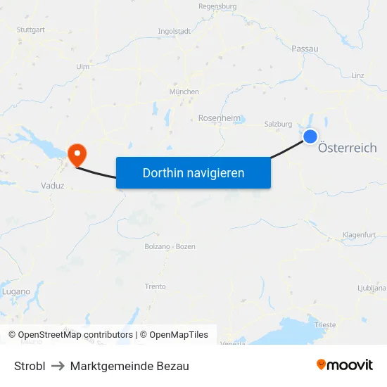 Strobl to Marktgemeinde Bezau map