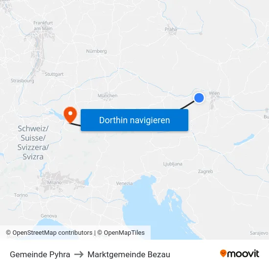 Gemeinde Pyhra to Marktgemeinde Bezau map
