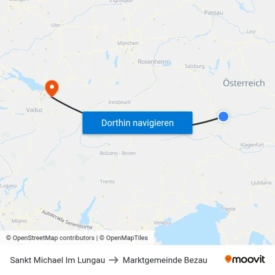 Sankt Michael Im Lungau to Marktgemeinde Bezau map