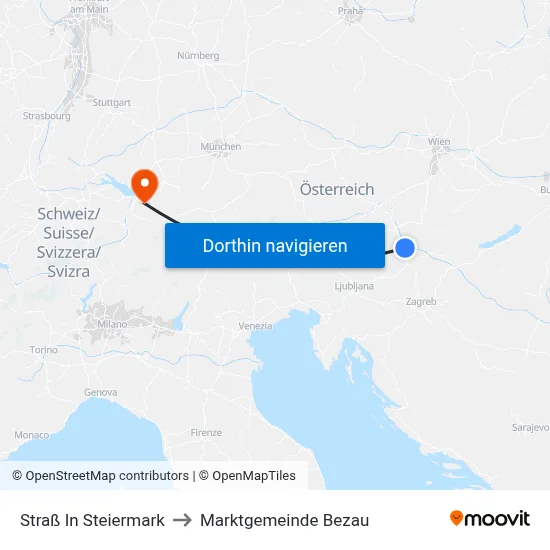 Straß In Steiermark to Marktgemeinde Bezau map