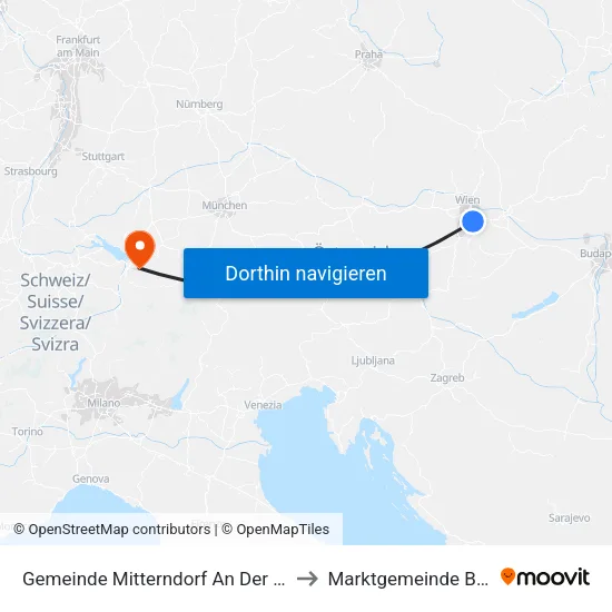 Gemeinde Mitterndorf An Der Fischa to Marktgemeinde Bezau map